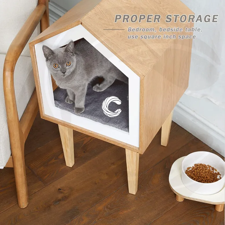 Cat House Modern Nightstand Pet House Cat bed Cat Crate Wood Cat Hoouse Peet House CAT304g.webp