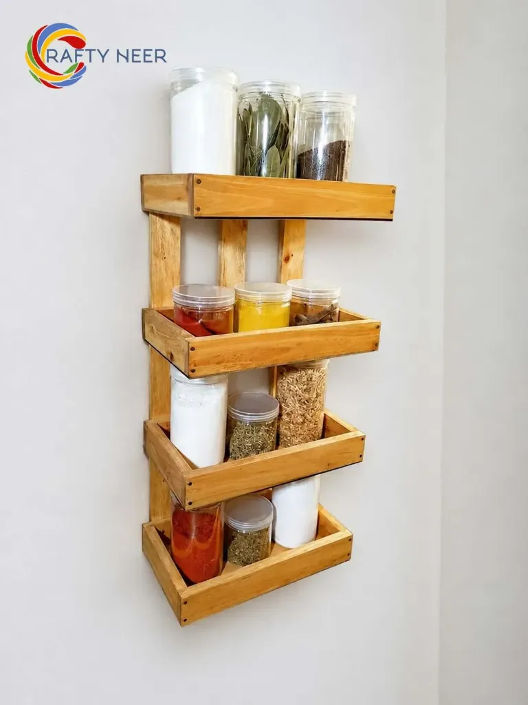 Kitchen storage rack multi Functional Kitchen Rack organizer Shelve Jar Rack Storage Shelf Cabinet Stand Model : KRO014 (Albino Oak)