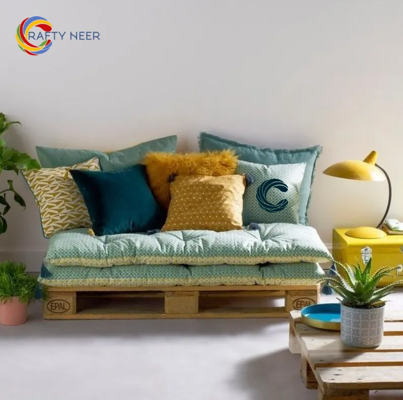 Sofa Creative, Modern, Rustic, Simple, Stylish & Naturally Crafted Beautiful Pallet Sofa Model: PLSF 901 (Albino Oak)