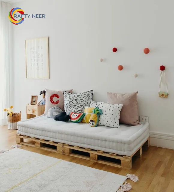 Sofa Creative, Modern, Rustic, Simple, Stylish & Naturally Crafted Beautiful Pallet Sofa Model: PLSF 902 (Albino Oak)