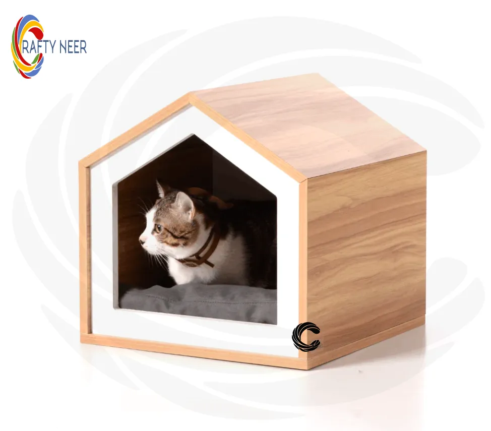 Cat House Modern Cozy Handcrafted Cat Cottage Model: Cat305 (Albino Oak)