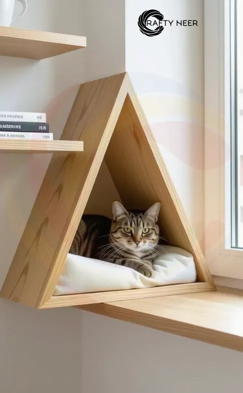 Cat House Wooden Modern Cozy Handcrafted Cat Cottage Model: Cat310 (Albino Oak)