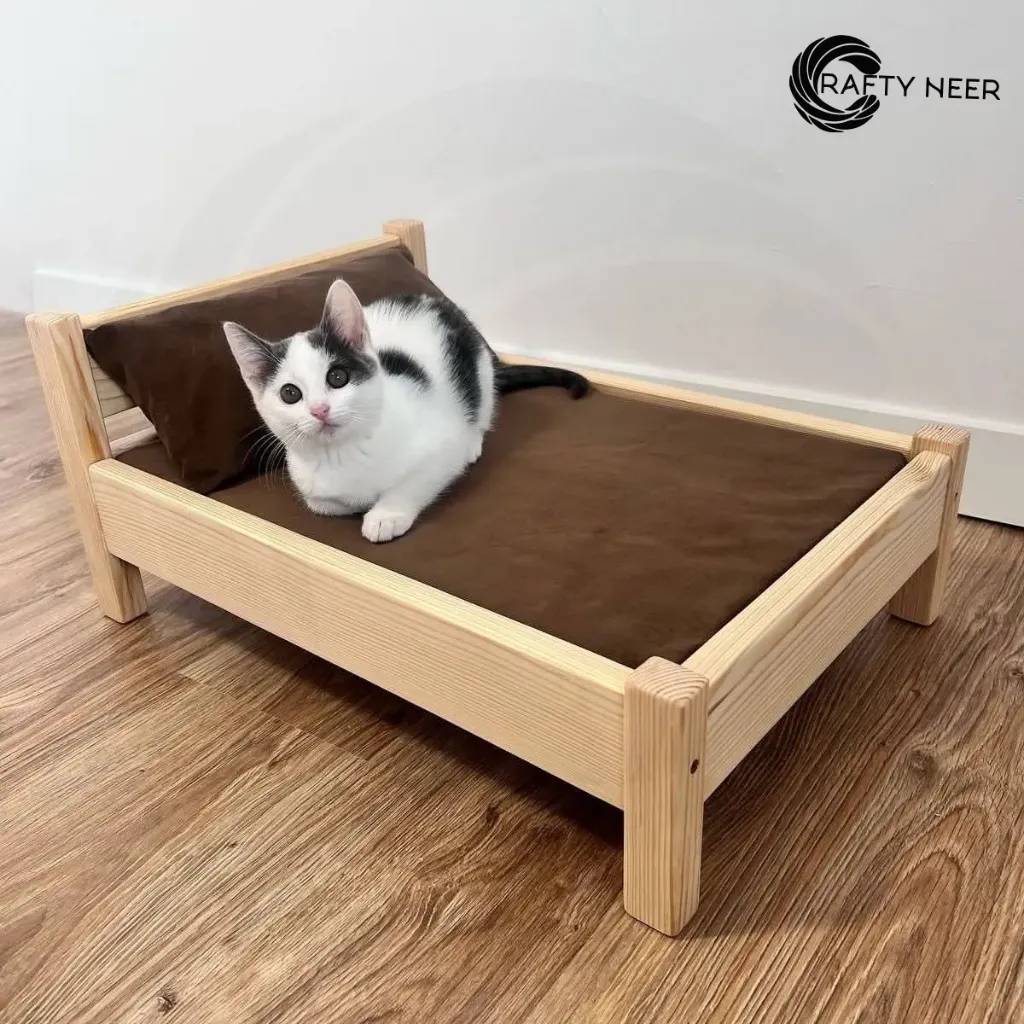 Cat House Wooden Modern Cozy Handcrafted Cat Cottage Model: Cat315 (Albino Oak)