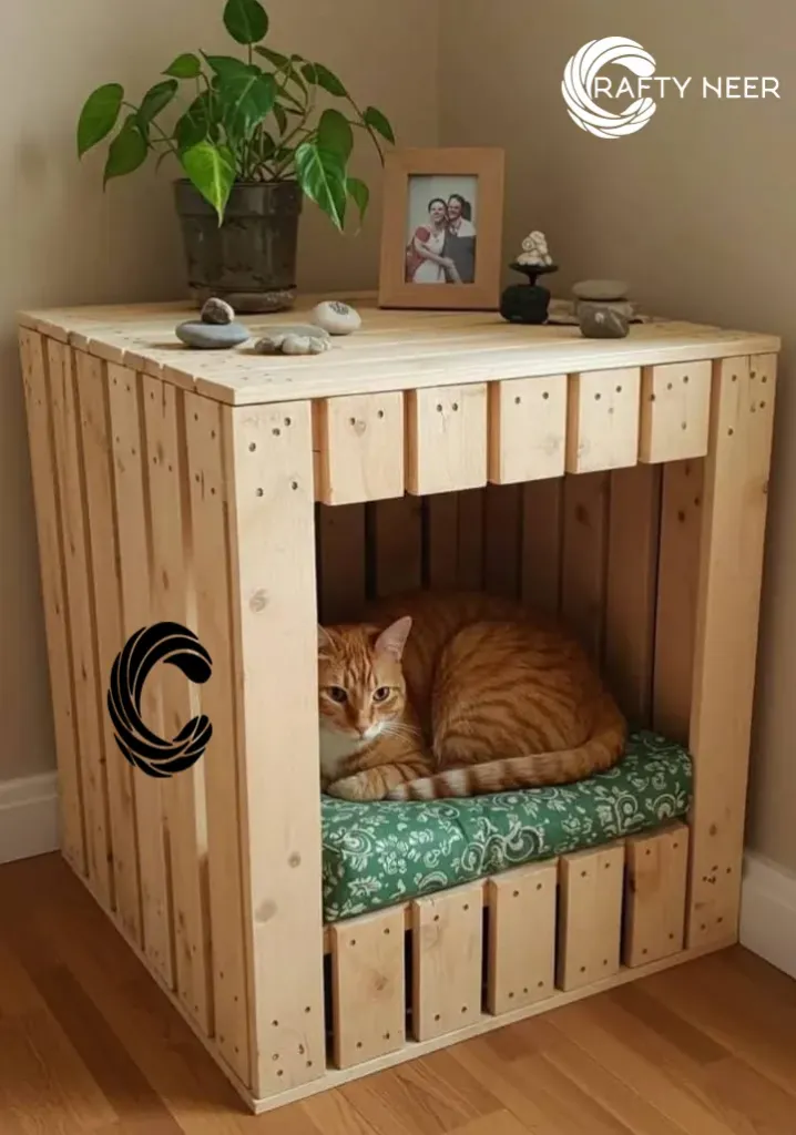 Cat House Wooden Modern Cozy Handcrafted Cat Cottage Model: Cat318 (Albino Oak)