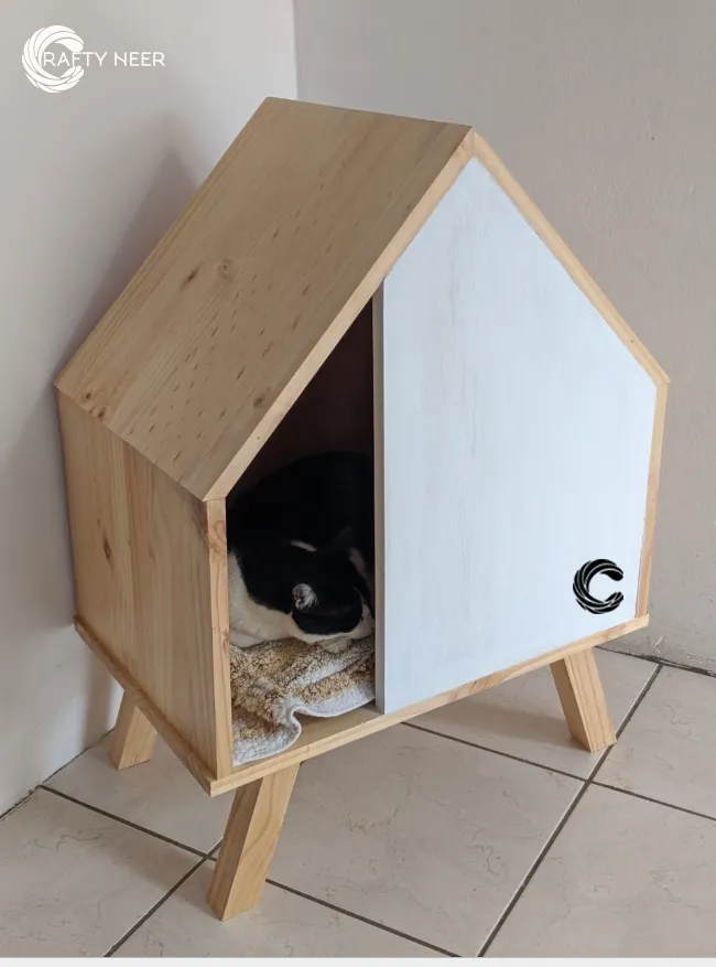 Cat House Wooden Modern Cozy Handcrafted Cat Cottage Model: Cat324