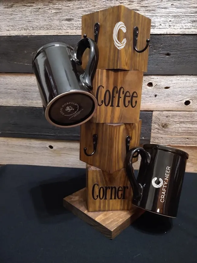 Cup Holder Mug Holder Cofee Cup Holder Key ring Holder Stand Model : KRO002 (Albino Oak)